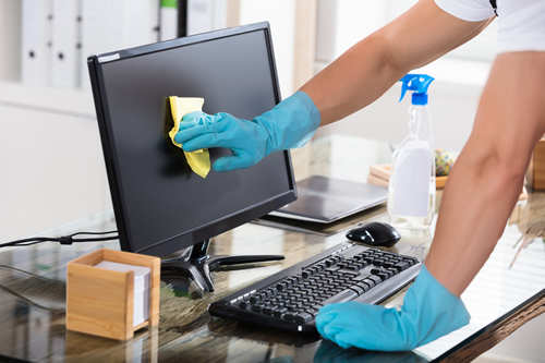 Office cleaning pc screens